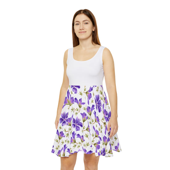 Purple Flower Skater Girl Dress