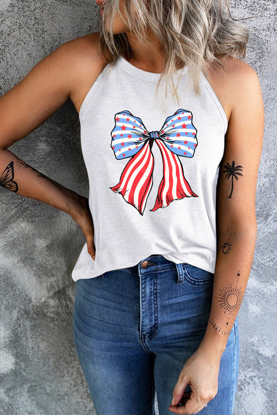 Patriotic Bow Graphic Sleeveless Tank Top – Women&