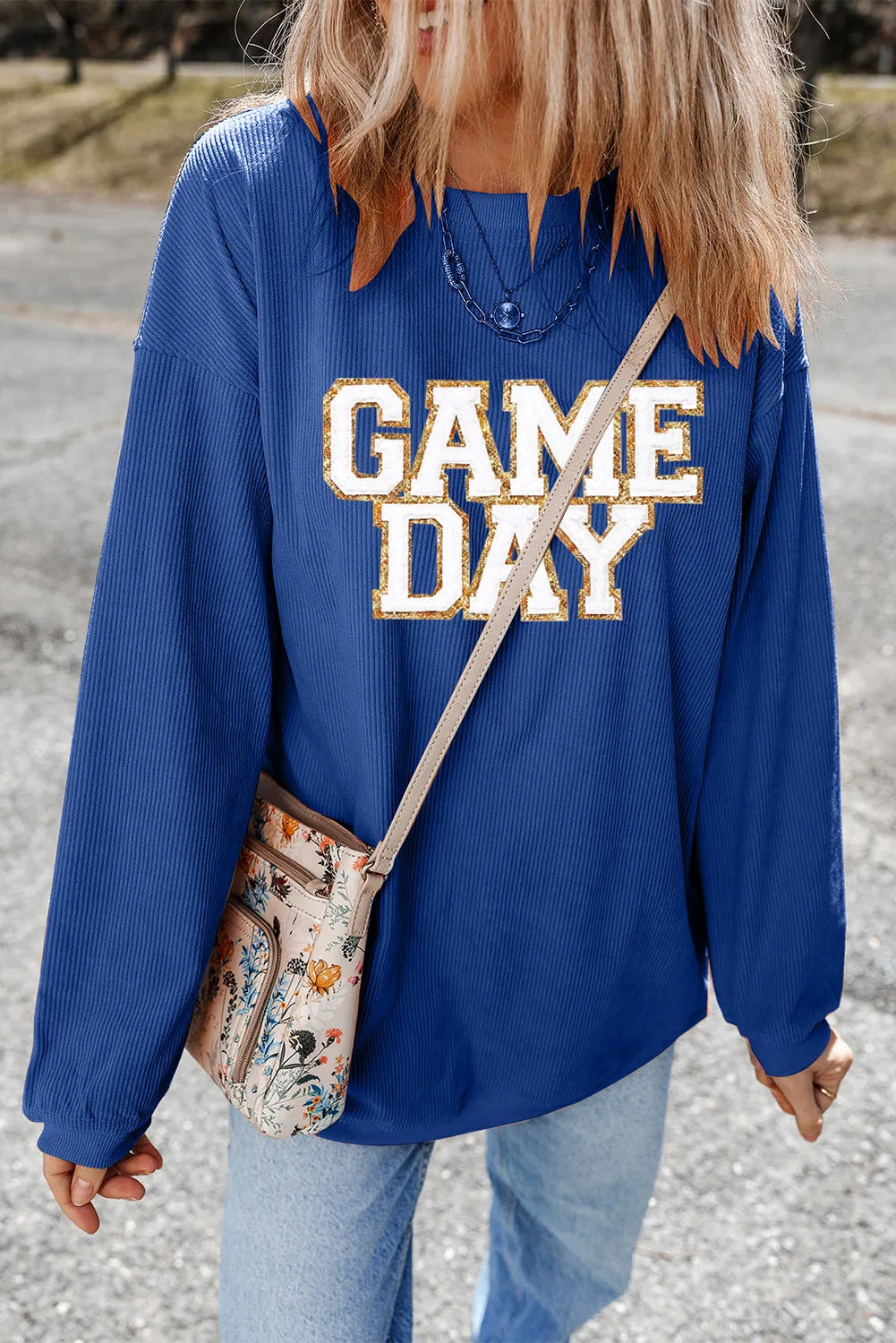 Game Day Round Neck Long Sleeve Sweatshirt – Casual and Cozy Sportswear