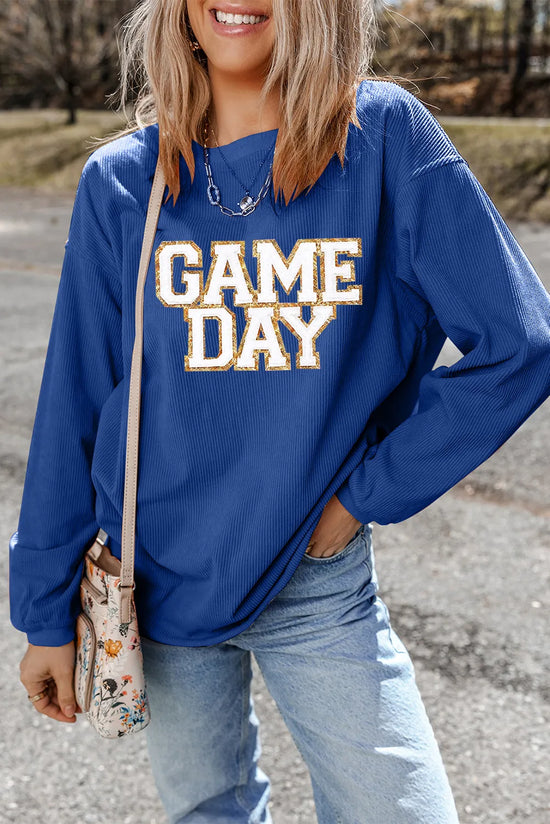 Game Day Round Neck Long Sleeve Sweatshirt – Casual and Cozy Sportswear
