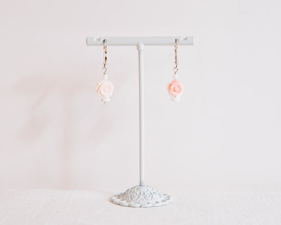 Florida Queen Conch Carved Flower Earrings
