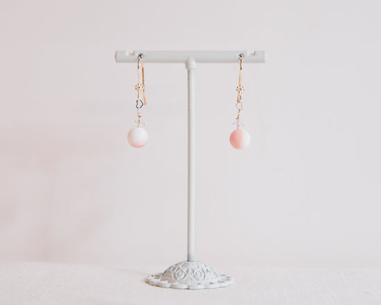 Soft Pink and White Florida Queen Conch Earrings