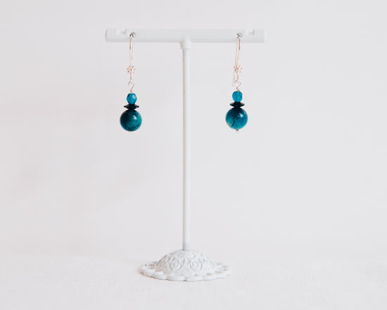 Ocean Blue Tiger Eye & Swarovski Crystal w/ Apatite Earrings