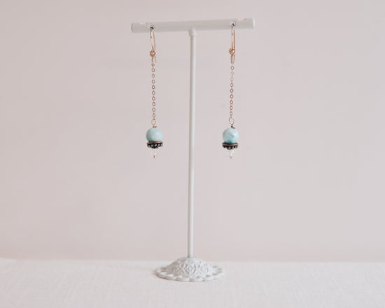 Larimar Drops & Swarovski Crystal Earrings