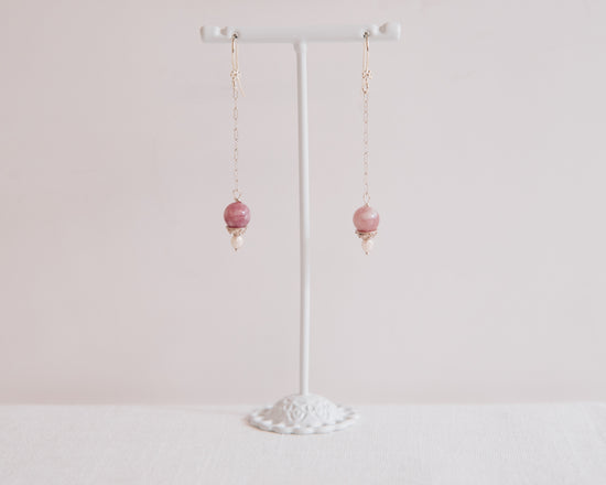 Pink Tourmaline & Faceted Agate Sterling Silver Earrings