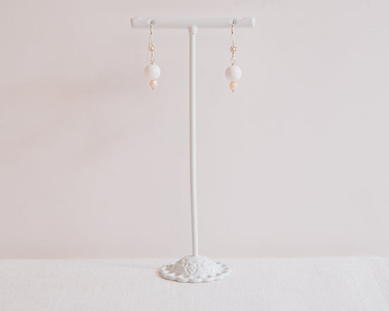 White Onyx and Faceted Agate Earrings