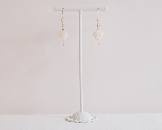 Carved Mother of Pearl & Swarovski Crystal Earrings