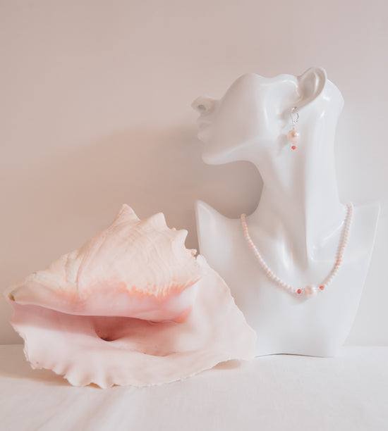 Large Fresh Water Pearl & Ruby w/ Florida Queen Conch Set