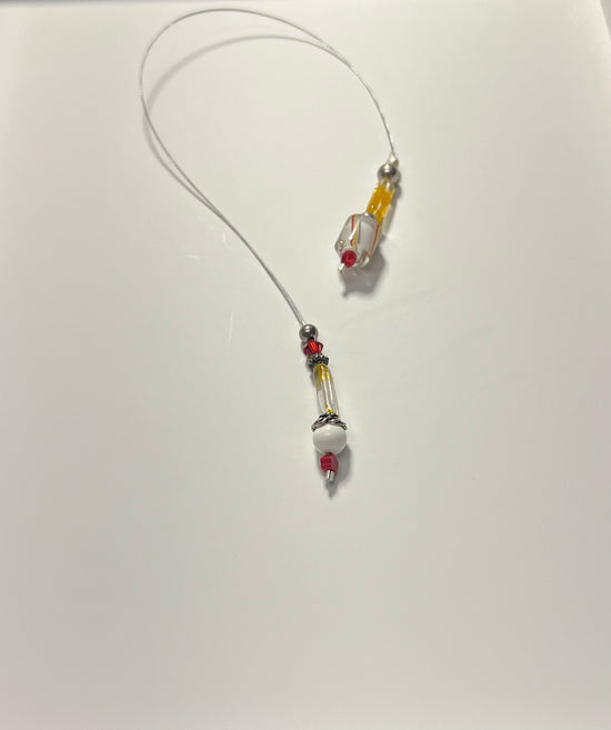 White Agate & Ruby Beaded Bookmark